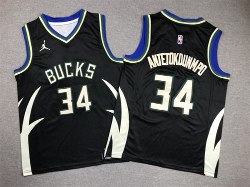 Youth Statement Edition Milwaukee Bucks 34 ANTETOKOUNMPO Black NBA Shirt Child Basketball Jersey