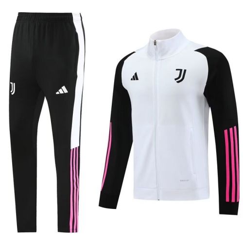 2023-2024 Juventus White/Black/Pink Soccer Jacket and Pants