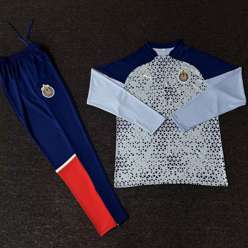 2023-2024 Chivas Light Blue Soccer Training Sweater and Pants Football Kit
