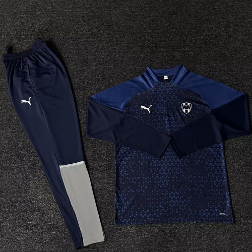 2023-2024 Monterrey Dark Blue Soccer Training Sweater and Pants Football Kit