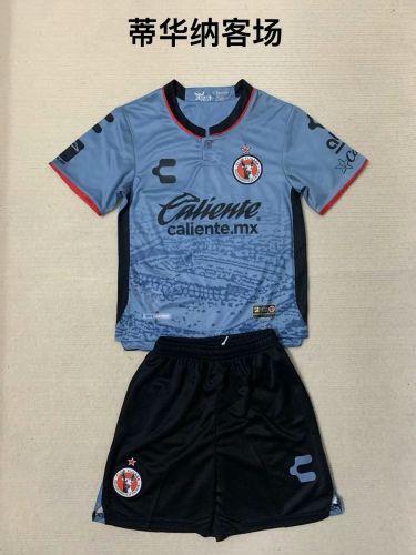 Youth Uniform Kids Kit 2023-2024 Club Tijuana Away Blue Soccer Jersey Shorts