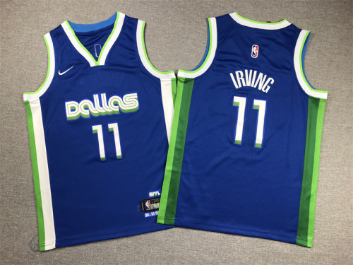Youth 2023 City Edition Dallas Mavericks 11 IRVING Blue NBA Jersey Child Basketball Shirt