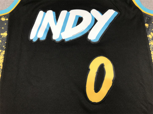 2024 City Edition Indiana Pacers 0 HALIBURTON Black NBA Shirt Basketball Jersey
