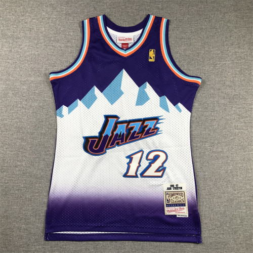 Youth Mitchell&ness 1996-97 Utah Jazz 12 STOCKTON Purple NBA Jersey Child Seattle SuperSonics Basketball Shirt