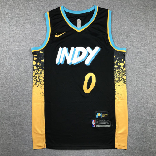 2024 City Edition Indiana Pacers 0 HALIBURTON Black NBA Shirt Basketball Jersey