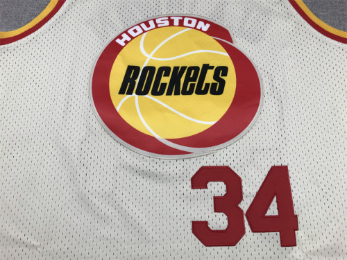 Houston Rockets OLAJUWON 34 Cream White Basketball Shirt NBA Jersey