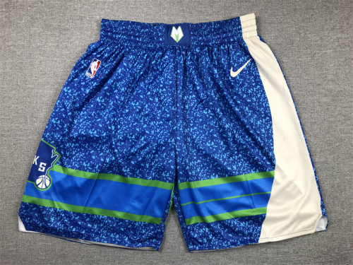 2024 City Edition Milwaukee Bucks Blue NBA Shorts Basketball Shorts