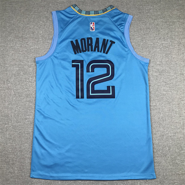 Memphis Grizzlies 12 MORANT Light Blue NBA Jersey 75th Years Basketball Shirt