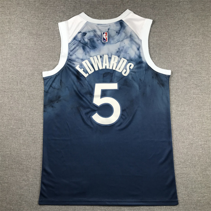 2024 City Edition Minnesota Timberwolves 5 EDWARDS Blue NBA Jersey Basketball Shirt