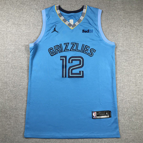 Memphis Grizzlies 12 MORANT Light Blue NBA Jersey 75th Years Basketball Shirt