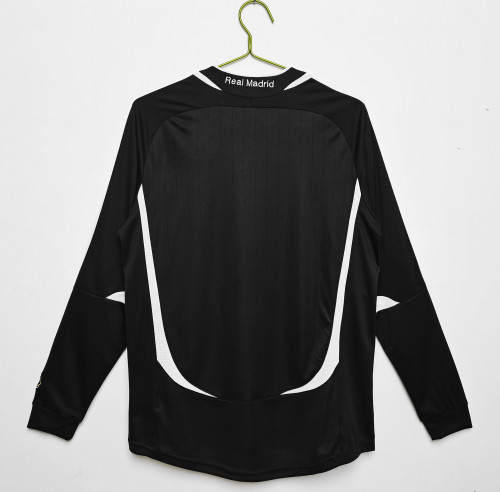 Long Sleeve Retro Jersey 2006-2007 Real Madrid Away Black Soccer Jersey Vintage Real Football Shirt