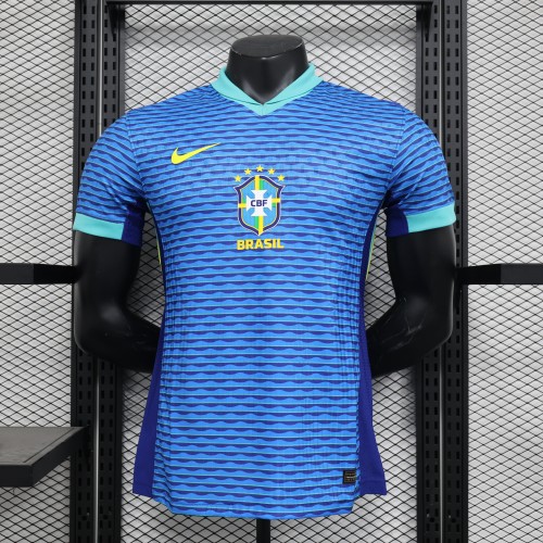Player Version 2024 Brazil Away Blue Soccer Jersey Brasil Football Shirt