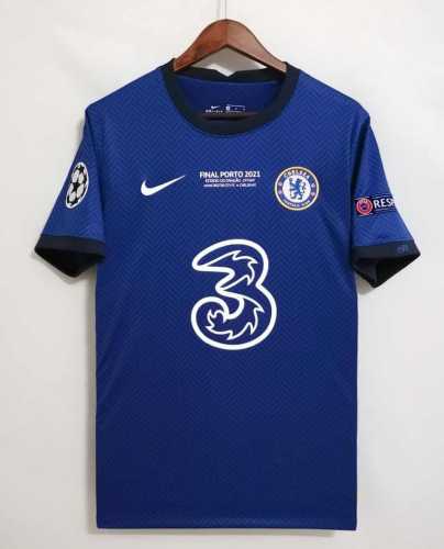 with Front Lettering+UCL Patch Retro Jersey 2020-2021 Chelsea Final Match Home Vintage Soccer Jersey