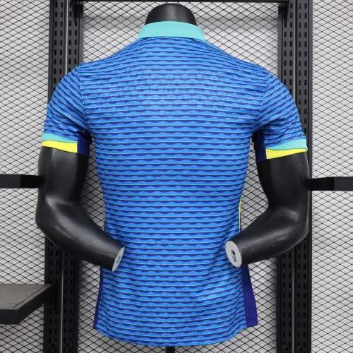 Player Version 2024 Brazil Away Blue Soccer Jersey Brasil Football Shirt