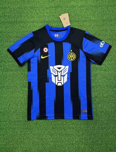 with Coppa Italia Patch Fan Version 2023-2024 Inter Milan Transformers Shirt Soccer Jersey