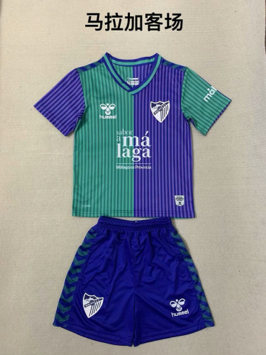 Youth Uniform Kids Kit 2023-2024 Malaga Third Away Soccer Jersey Shorts Child Football Set