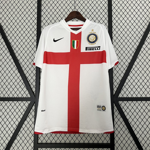 with Scudetto Patch Retro Jersey 2007-2008 Inter Milan Away White Soccer Jersey