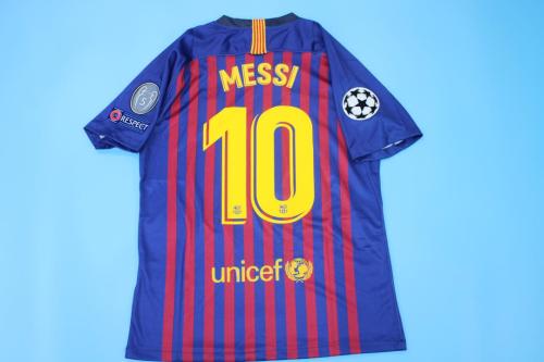 with UCL Patch Retro Jersey 2018-2019 Barcelona MESSI 10 Home Soccer Jersey Vintage Football Shirt