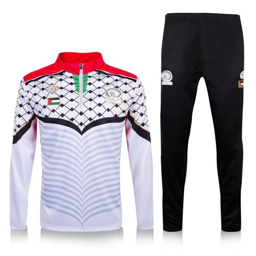2023-2024 Palestine White 1/4 Zipper Soccer Training Sweater and Pants