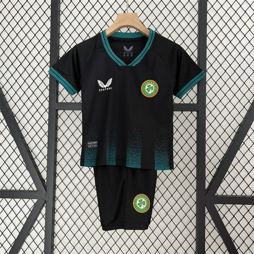 Youth Uniform Kids Kit 2023-2024 Ireland Third Away Black Soccer Jersey Shorts