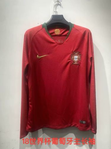 Long Sleeve Retro Jersey 2018 World Cup Portugal Home Soccer Jersey Vintage Football Shirt
