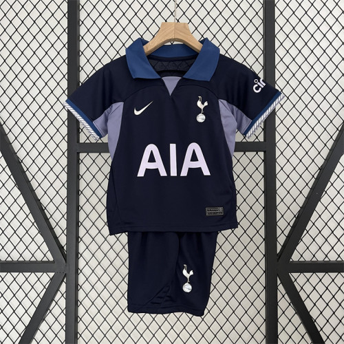 Youth Uniform Kids Kit 2023-2024 Tottenham Hotspur Away Dark Blue Soccer Jersey Shorts Spurs Football Set