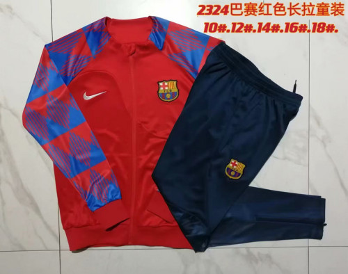 Youth Kids 2023-2024 Barcelona Red/Blue Soccer Training Jacket and Pants