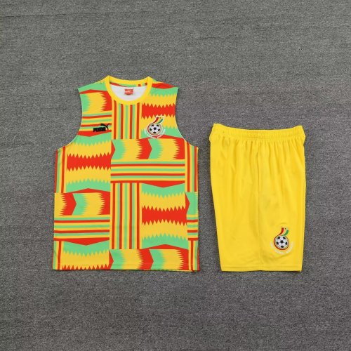 Adult Uniform 2023-2024 Ghana Yellow Soccer Training Vest and Shorts