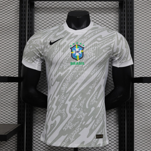 Player Version 2024 Brazil Grey Goalkeeper Soccer Jersey Brasil Football Shirt