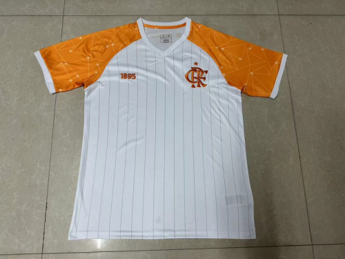 Fan Version 2023-2024 Flamengo White/Orange Soccer Jersey
