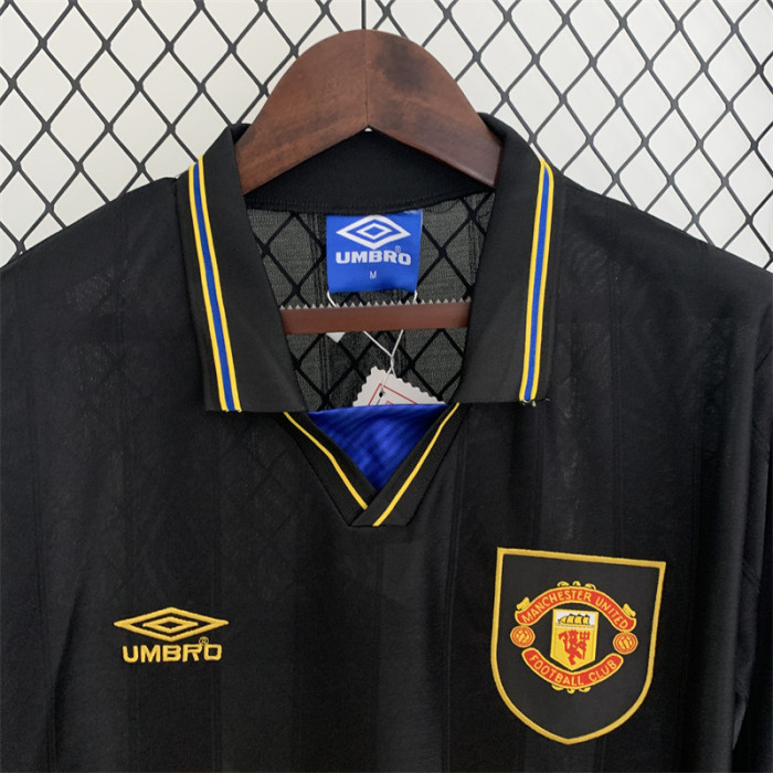 Long Sleeve Retro Jersey 1993-1994 Manchester United Away Black Soccer Jersey Vintage Football Shirt