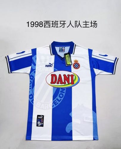 Retro Camisetas de Futbol 1998 Espanyol Home Soccer Jersey Vintage Football Shirt
