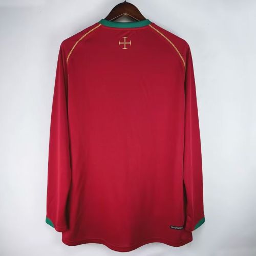 Long Sleeve Retro Jersey 2006 Portugal Home Soccer Jersey Vintage Football Shirt