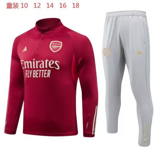 Youth Kids 2023-2024 Arsenal Red Soccer Training Sweater and Pants