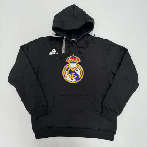 2023-2024 Real Madrid Black Soccer Hoodie White Football Hoody Cotton Sweater