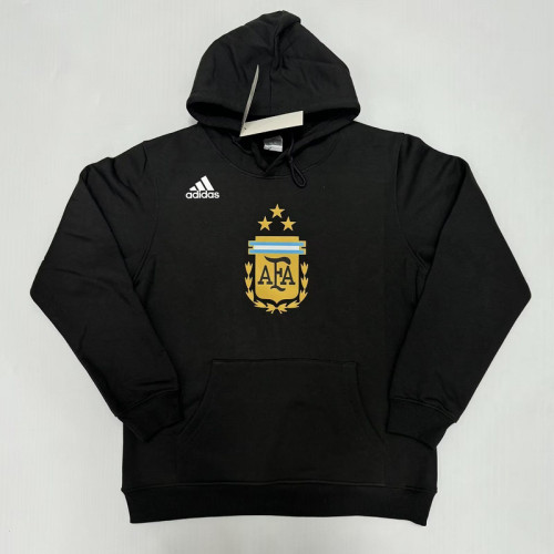2023-2024 Argentina Black Soccer Hoodie White Football Hoody Cotton Sweater