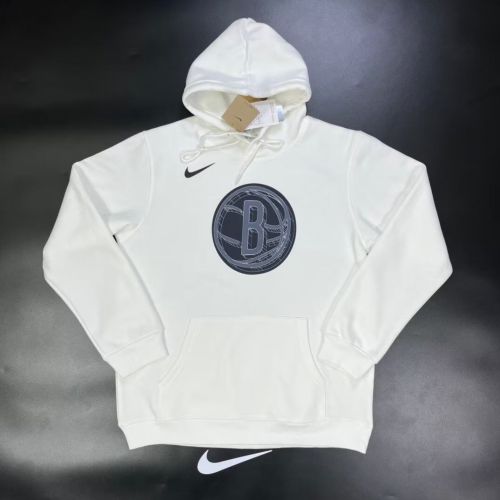 2023-2024 Brooklyn Nets NBA Hoodie White Basketball Hoody Black Cotton Sweater