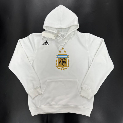 2023-2024 Argentina Black Soccer Hoodie White Football Hoody Cotton Sweater