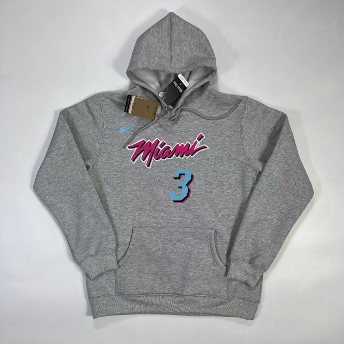 2023-2024 Miami Heat White NBA Hoodie Black Basketball Hoody Grey Cotton Sweater