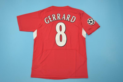 with UCL Patch Retro Jersey 2004-2005 Liverpool 8 Gerrard UCL Final Home Soccer Jersey Vintage Football Shirt