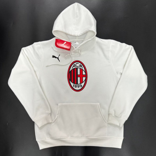 2023-2024 AC Milan White Soccer Hoodie Football Hoody Cotton Sweater