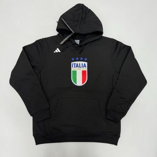 2023-2024 Italy Black Soccer Hoodie Football Hoody Cotton Sweater