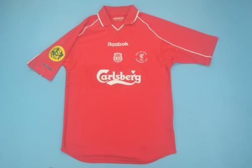 with Gold Patch Retro Jersey 2001 Liverpool UEFA Cup Final Home Soccer Jersey Vintage Football Shirt