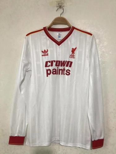 Long Sleeve Retro Jersey 1985-1986 Liverpool Double Winner Third Away White Soccer Jersey