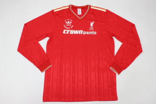 Long Sleeve Retro Jersey 1985-1986 Liverpool Double Winners Home Soccer Jersey