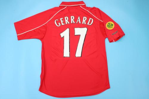 with Gold Patch Retro Jersey 2001 Liverpool 17 GERRARD UEFA Cup Final Home Soccer Jersey Vintage Football Shirt