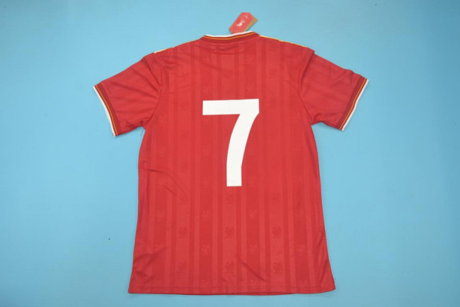 Retro Jersey Liverpool 1985-1986 Double Victory Red 7 Home Soccer Jersey Vintage Football Shirt