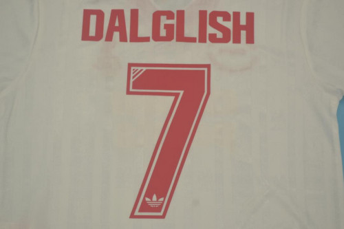 with Patch Retro Jersey 1985-1986 Liverpool DALGLISH 7 Third White Soccer Jersey Vintage Football Shirt