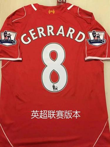 with EPLPatch Retro Jersey 2014-2015 Liverpool GERRARD 8 Home Soccer Jersey Vintage Football Shirt