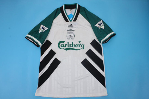 with EPL Patch Retro Jersey 1993-1995 Liverpool Away White Soccer Jersey Vintage Football Shirt